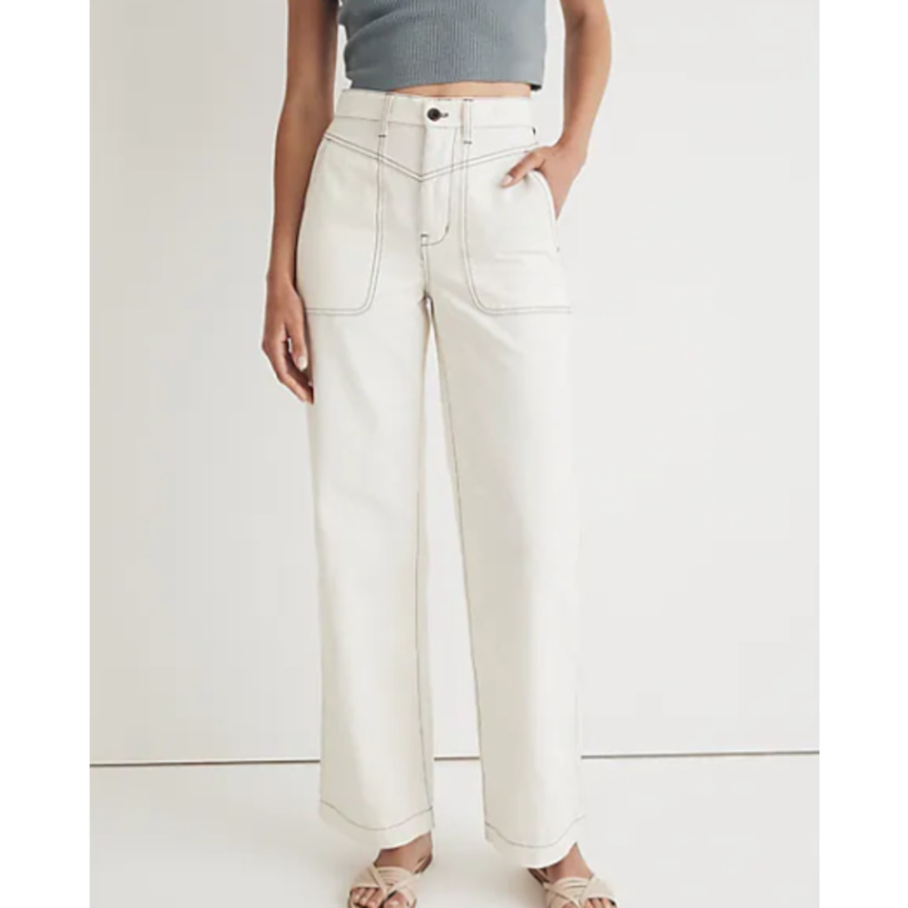 NWT Madewell Women's The Perfect Vintage High Rise Wide-Leg Pant Waist 32 Cream